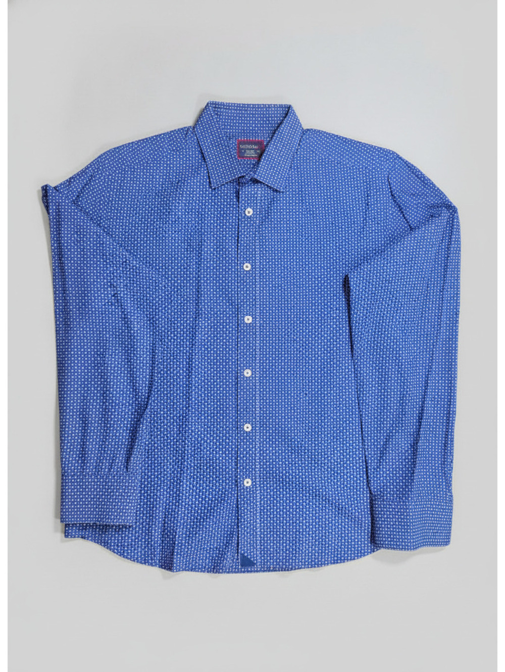 Untuckit Men's Medium Blue Patterned Shirt 100% cotton